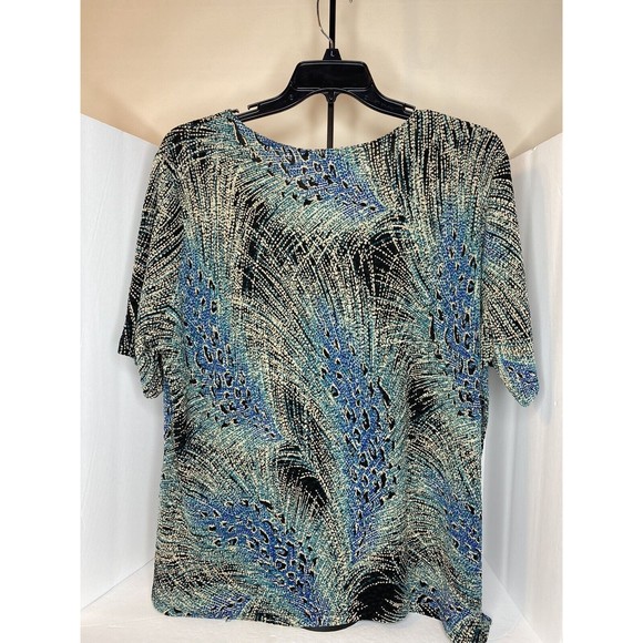 Drapers Damons, Womens, Blouse, 2X Peacock Feather, Short Sleeves - Picture 10 of 16